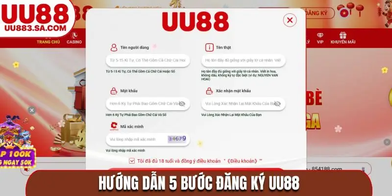 Hướng dẫn 5 bước đăng ký UU88